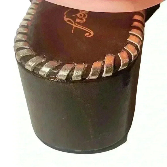 Free People Sedona Women’s Dark  Brown And Gold Woven Platform Sandals Size 9 - Picture 9 of 16